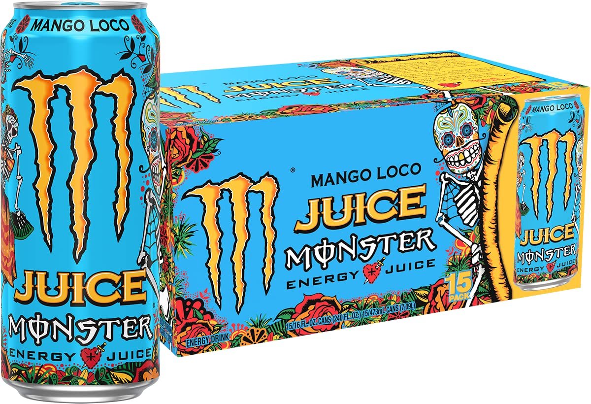 Monster Energy Juice Monster Mango Loco, Energy Drink, 16 oz, Pack of 15