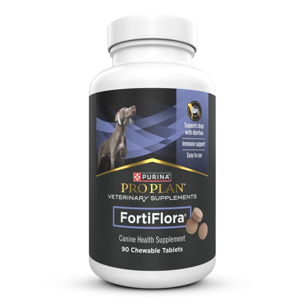 Purina Pro Plan Veterinary Supplements FortiFlora Daily Probiotics Chewable Tablets for Digestive Gut Health and Diarrhea - Canister - Pack of 90