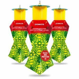 Catchmaster Japanese Beetle Traps w/Rain-Proof Cap 3-Pack & Dual Lure