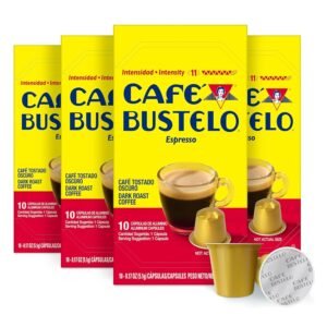 Café Bustelo Aluminum Espresso Capsules, Dark Roast Coffee, Nespresso Original Line Compatible, 40 Ct