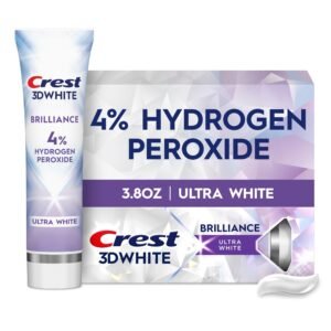 3D White Brilliance Pro Ultra White Teeth Whitening Toothpaste, 3.8 oz, Anticavity Fluoride Toothpaste, 4% Hydrogen Peroxide, Active Whitening Protection
