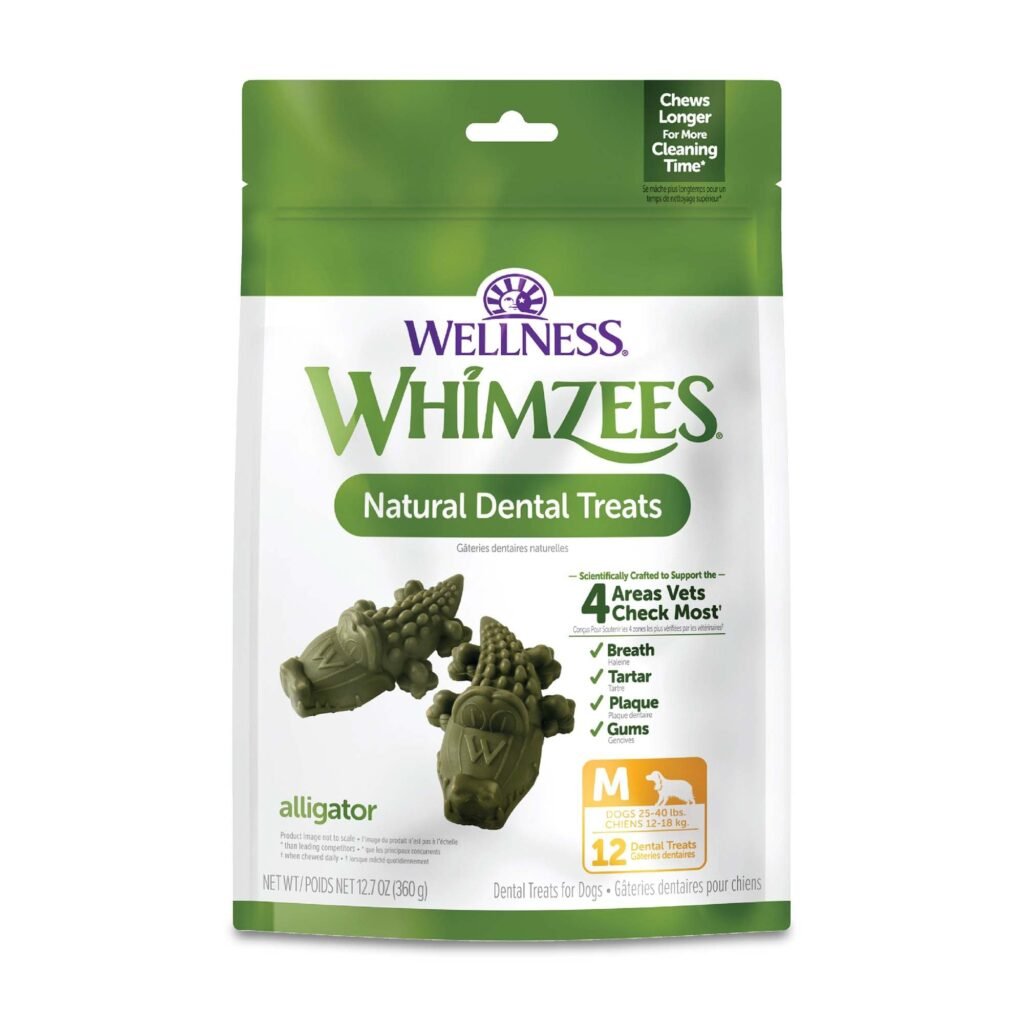 Wellness Whimzees Wellness Alligator Natural Dog Dental Treat, Chews, Freshens Breath - 12.7 oz | Pack of 12