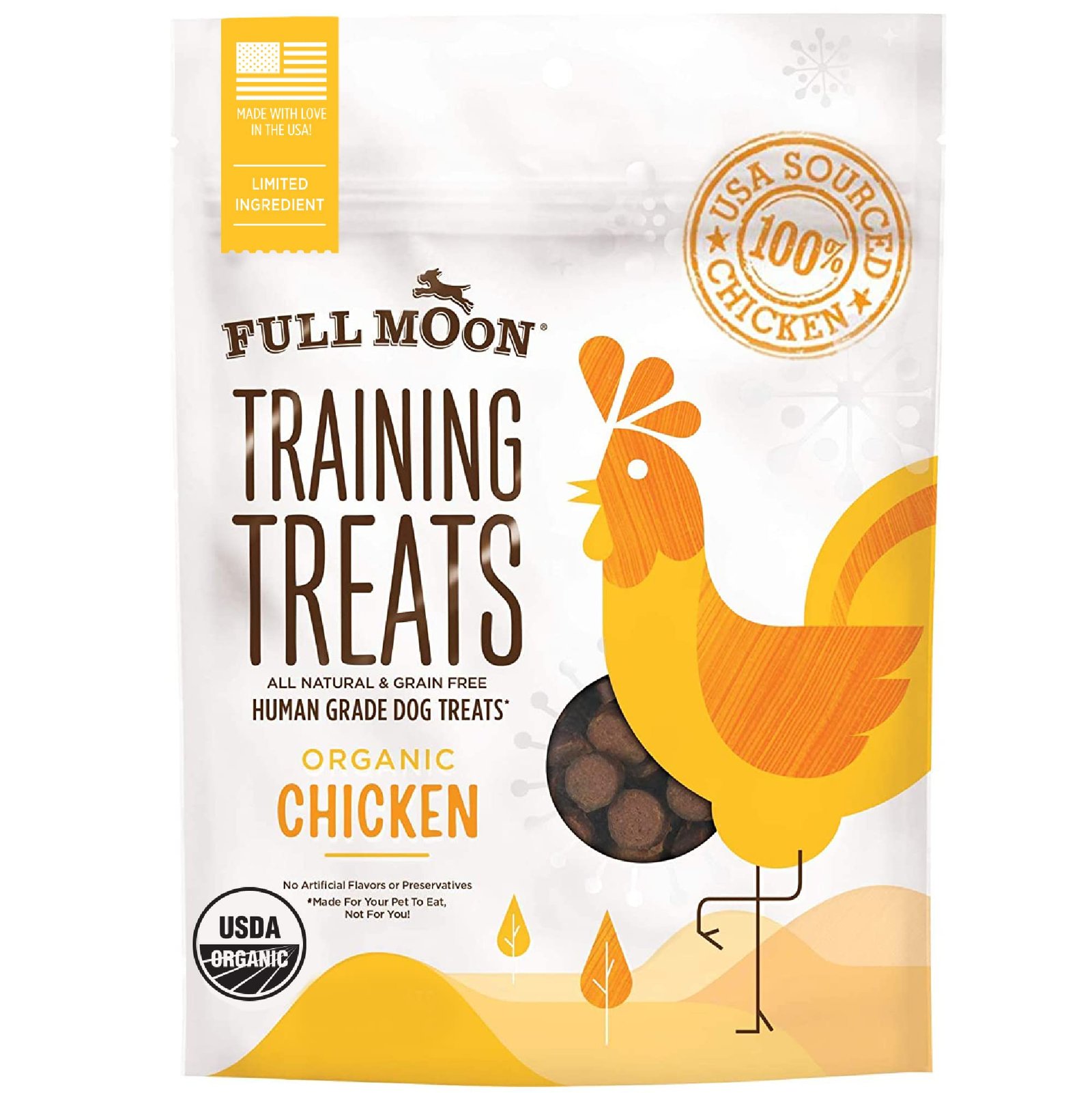 Full Moon USDA Organic Chicken Training Treats Healthy All Natural Dog Treats Human Grade 175 Treats () - 6 Ounce | Pack of 1
