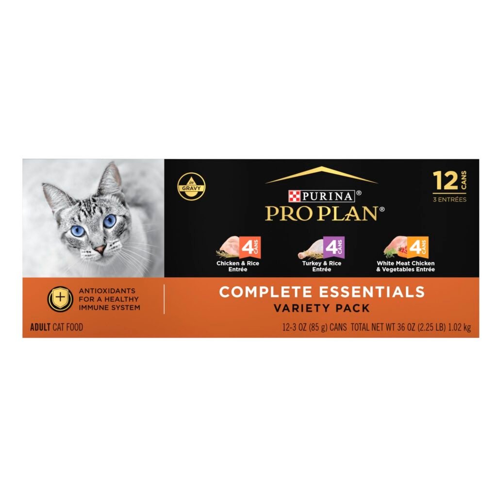 Purina Pro Plan Gravy High Protein Wet Cat Food Variety Pack Complete Essentials Chicken and Turkey Favorites - 3 oz