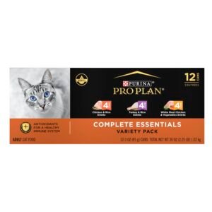 Purina Pro Plan Gravy High Protein Wet Cat Food Variety Pack Complete Essentials Chicken and Turkey Favorites - 3 oz