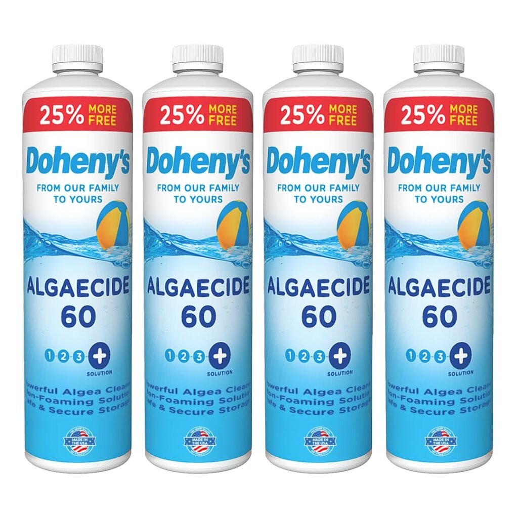 Doheny's Algaecide 60 | Pro-Grade, Metal-Free & Non-Foaming | Prevents All Algae Types | No Stains or Clouding | Safe for Salt, Chlorine & Bromine Pools | Treats 160,000 Gallons | 4 x 40oz (160oz)