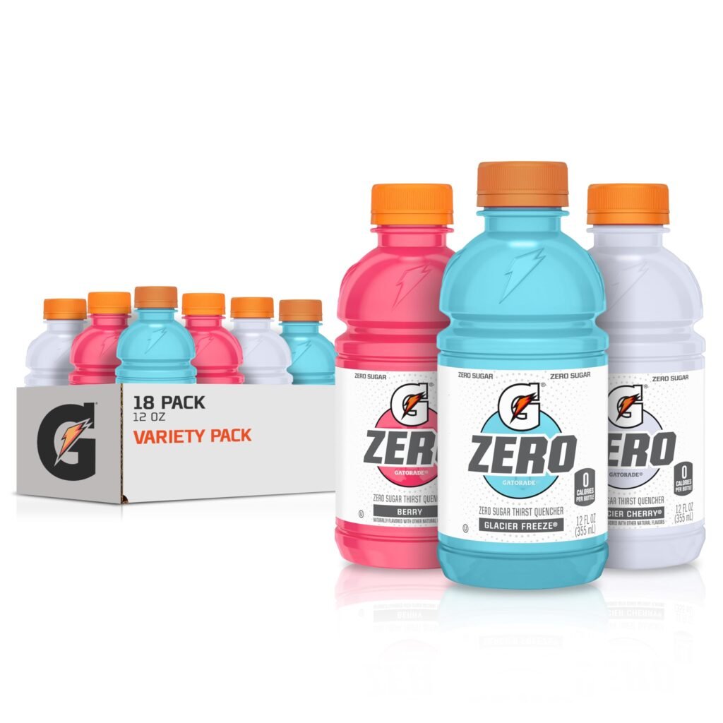 Gatorade G Zero Sports Drink, Glacier Freeze, Glacier Cherry, 12 Fl Oz, Pack of 18