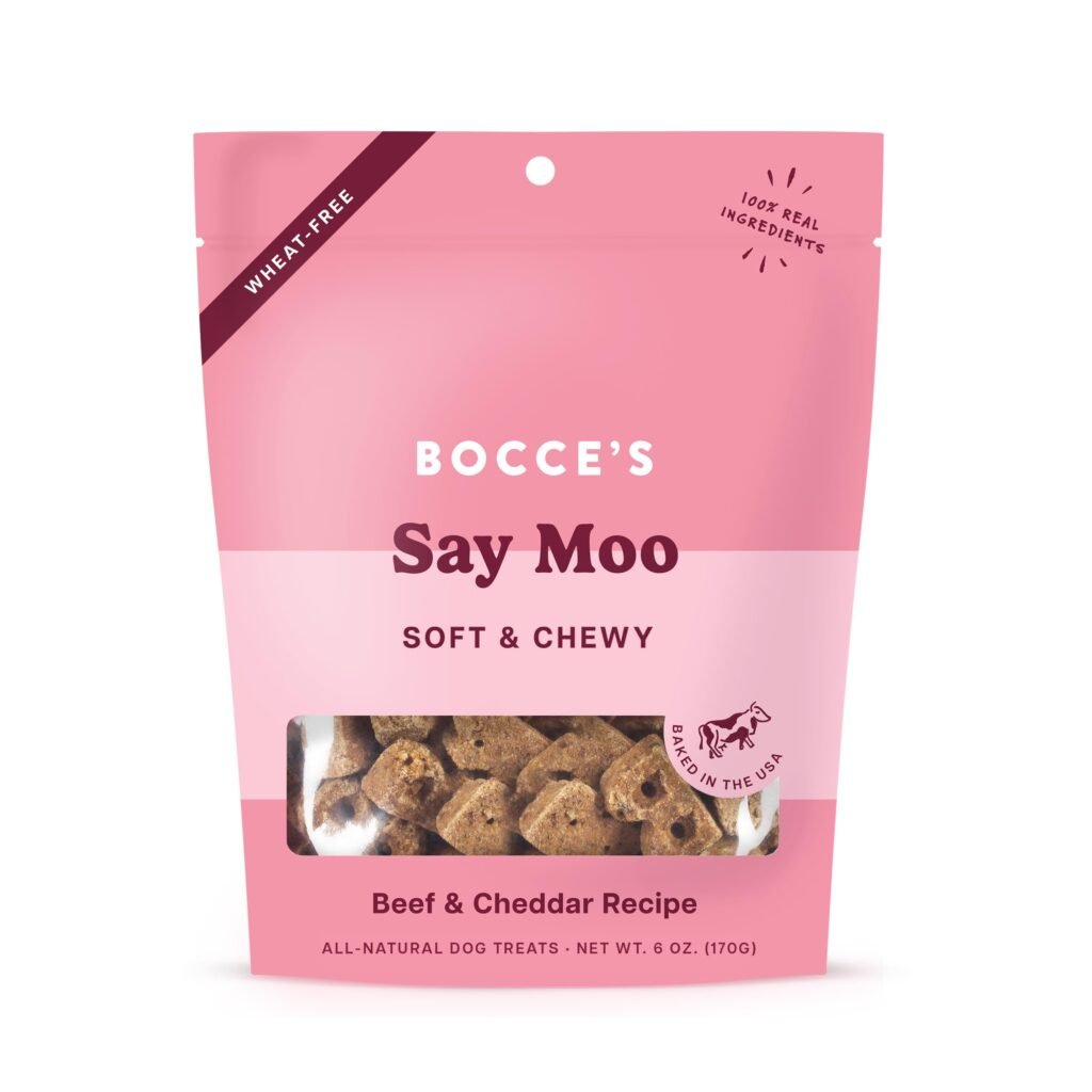 Bocce's Bakery Oven Baked Say Moo Treats, Wheat-Free Everyday Dog Treats, Made with Real Ingredients - 6 oz