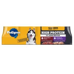 Pedigree High Protein Wet Dog Food Adult Soft Canned Dog Food Variety Pack Chicken Duck & - 13.2 oz | Pack of 12