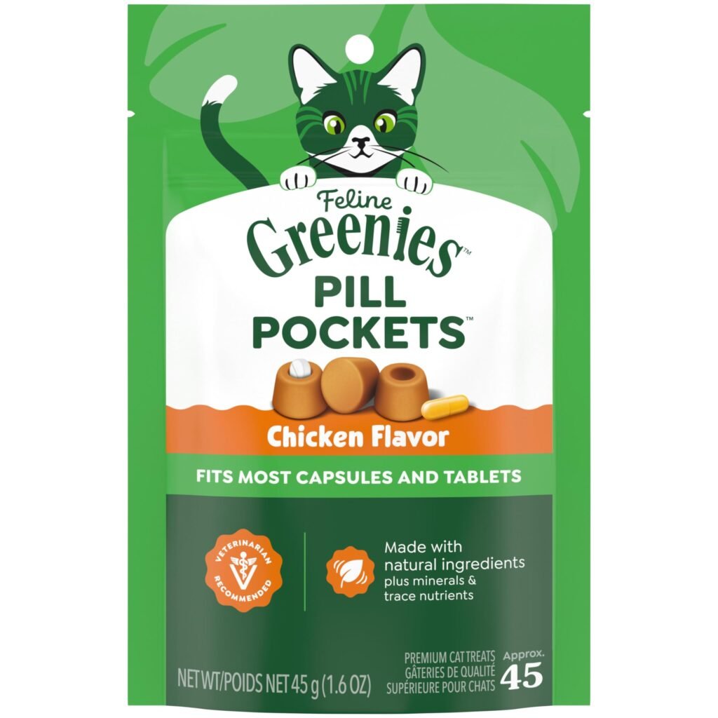 Pill Pockets Feline Pill Pockets Natural Soft Cat Treats, Chicken Flavor, (45 Treats) - 1.6 oz | Pack of 45