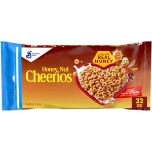 Honey Nut Cheerios Heart Healthy Breakfast Cereal, Gluten Free Cereal With Whole Grain Oats, Value Bag, 32 oz
