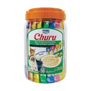 Churu Cat Treats Lickable Squeezable Creamy Pur e Cat Treat with Green Tea Extract & Taurine - 0.5 Ounces | Pack of 50