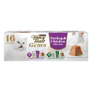 Fancy Feast Purina Fancy Feast Gems Pate Mousse with Turkey and with Chicken Wet Cat Food Variety - 4 oz | Pack of 16