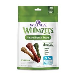 Wellness Whimzees Wellness Brushzees Natural Dog Dental Treat, VOHC Accepted Chews, Freshens Breath - 12.7 oz | Pack of 24