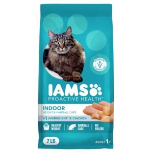 IAMS Proactive Health Dry Cat Food Indoor Weight and Hairball Care Dry Cat Food with Real - 7 lb