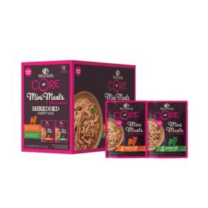 Wellness CORE Small Breed Mini Meals Shredded Variety Pack Adult Wet Dog Food Grain Free Natural - 3 oz | Pack of 12