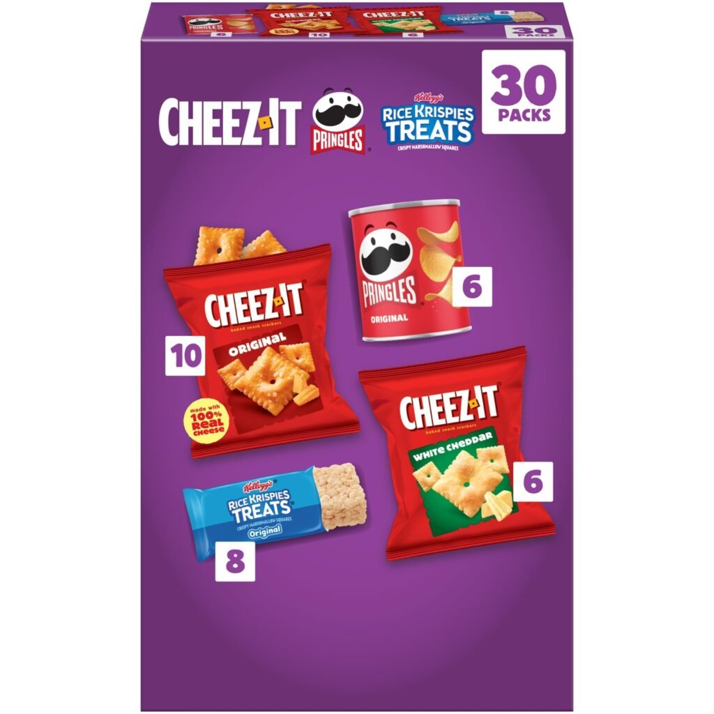 Cheez-It, Pringles & Rice Krispies Treats Snacks Mega Variety Pack, 30.1oz Box, 30 Ct