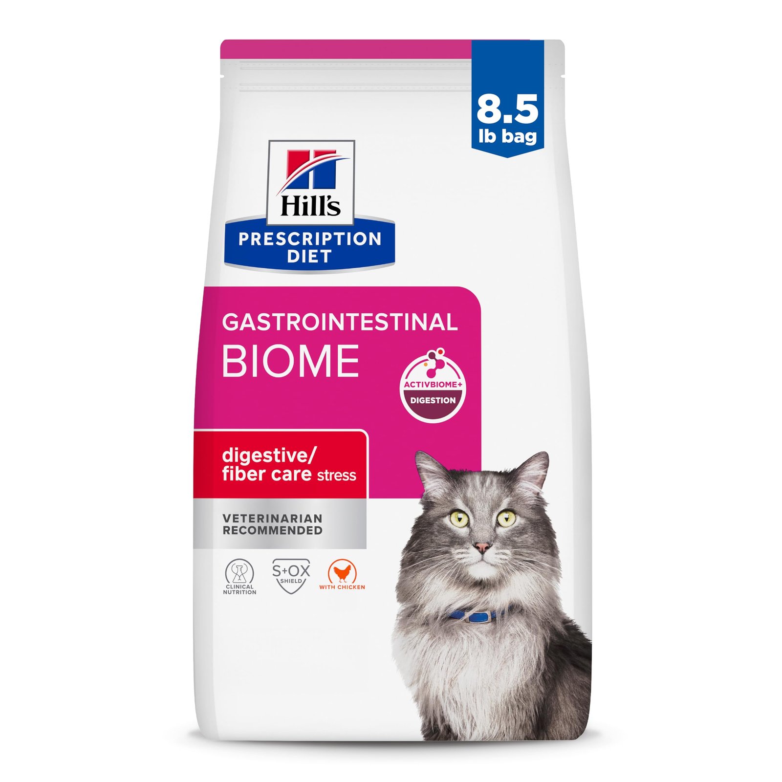 Hill's Prescription Diet Gastrointestinal Biome Stress Digestive Fiber Care Dry Cat Food Chicken - 8.5 lb