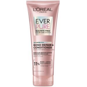 L'Oreal Paris Sulfate Free Bond Repair+ Conditioner, Hair Conditioner with Bond + Amino Acid Complex, Strengthens and Repairs Damaged or Color Treated Hair, EverPure, 6.8 Fl Oz (Packaging May Vary)
