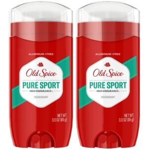 Old Spice Aluminum Free Deodorant for Men, High Endurance, 24/7 Lasting Freshness & Long Lasting Scent, 24/7 Advanced Sweat & Odor Protection, Pure Sport Scent, 3.0 oz (Pack of 2)