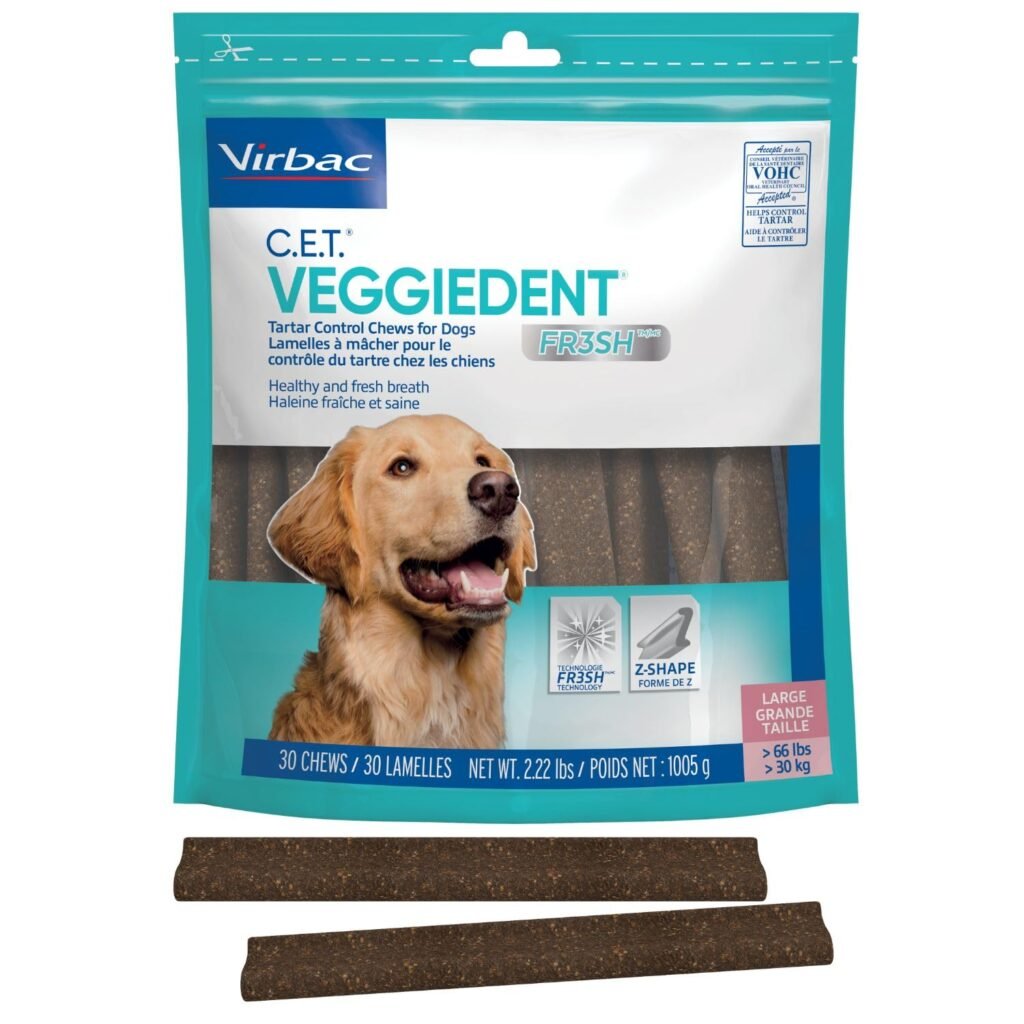 Virbac C.E.T. VEGGIEDENT FR3SH Tartar Control Chews with digestive health support VOHC Approved Small 11 - 22lbs