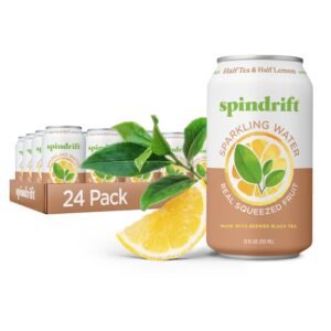 Sparkling Water, Half Tea & Half Lemon Flavored, Only 5 Calories per Can, 12 Fl Oz Cans, Pack of 24