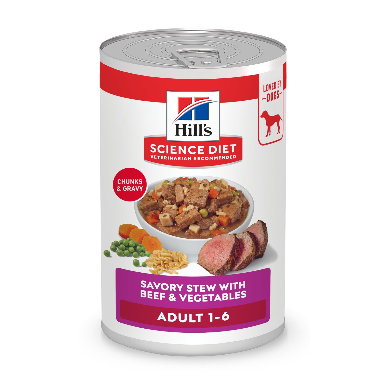 Hill's Science Diet Adult 1-6 Wet Dog Food Beef & Vegetables Cans - 12.8 oz | Pack of 12