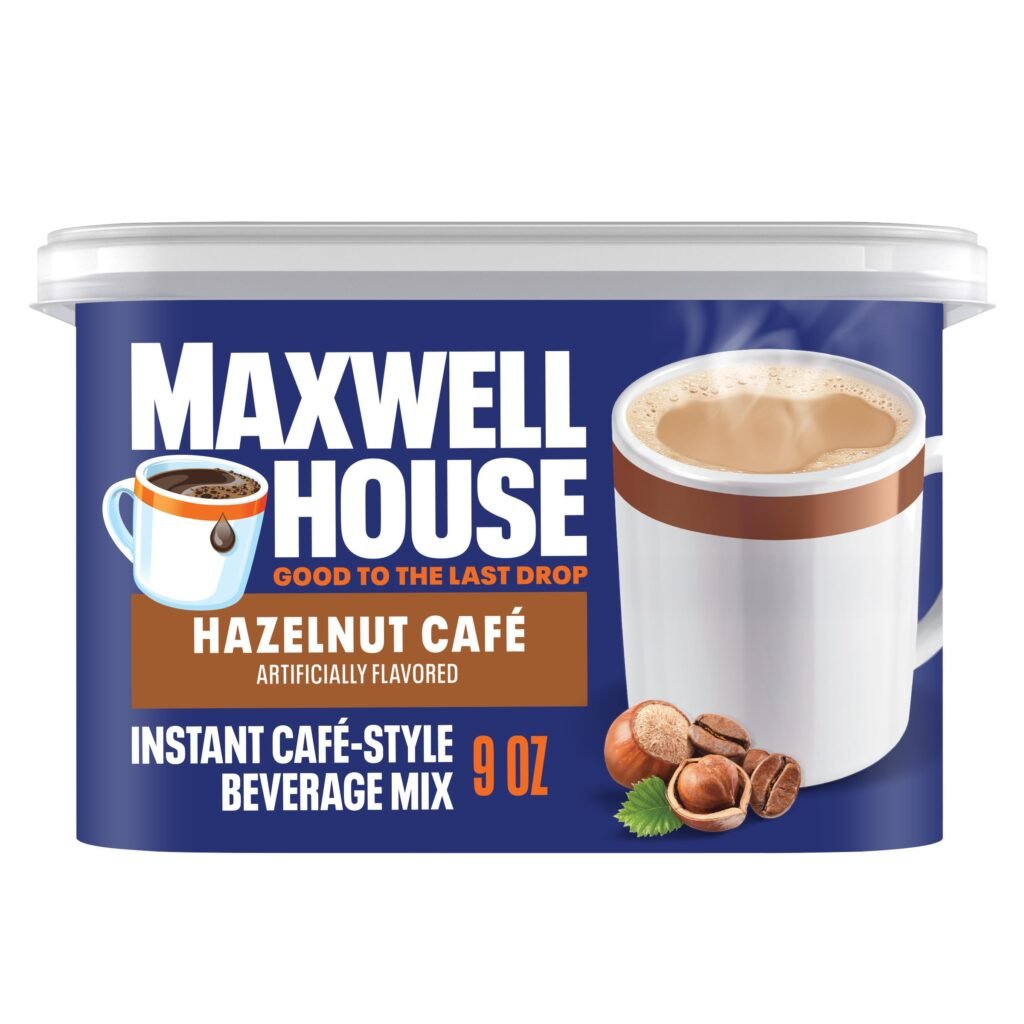Maxwell House Instant Cafe-Style Beverage Mix, Easy to Prepare, 1 Canister, 9 oz
