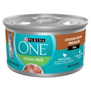 Purina ONE Natural, Grain Free Wet Cat Food Pate, Chicken Recipe - () Pull-Top Cans - 3 oz | Pack of 24