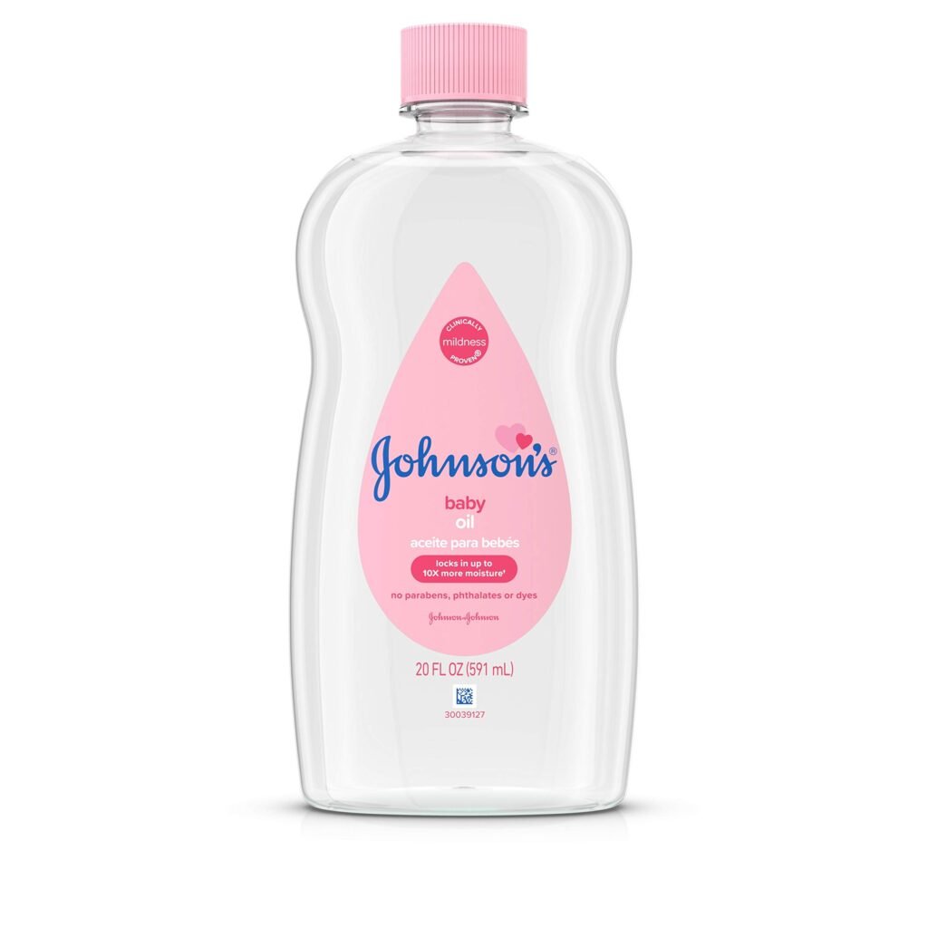 Johnson's Baby Oil, Pure Mineral Oil to help Prevent Moisture Loss for Baby, Kids & Adults, Gentle & Soothing Baby Massage Oil for Dry Skin Relief, Original Scent, Baby Essentials, 20 fl. oz