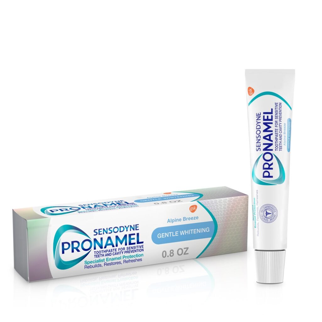 Sensodyne Pronamel Gentle Whitening Enamel Toothpaste for Sensitive Teeth and Cavity Protection, Strengthens Enamel and Whitens Teeth, Alpine Breeze - 0.8 Ounces