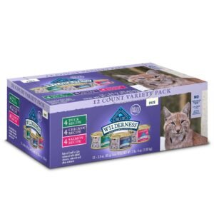 Blue Buffalo Wilderness High Protein Natural Adult Pate Wet Cat Food Variety Pack Chicken Salmon Duck 3-oz - Pack of 12