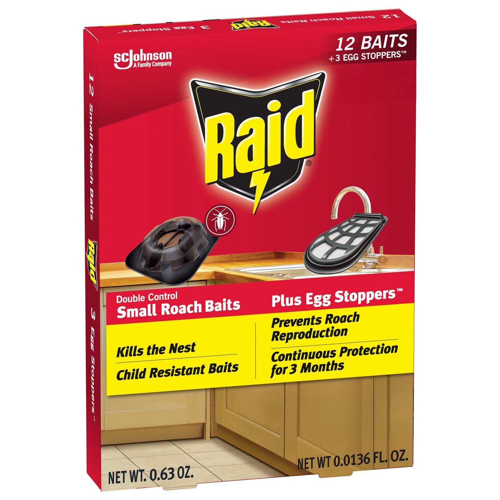 Raid Double Control Small Roach Baits, Plus Egg Stoppers, 12 Count