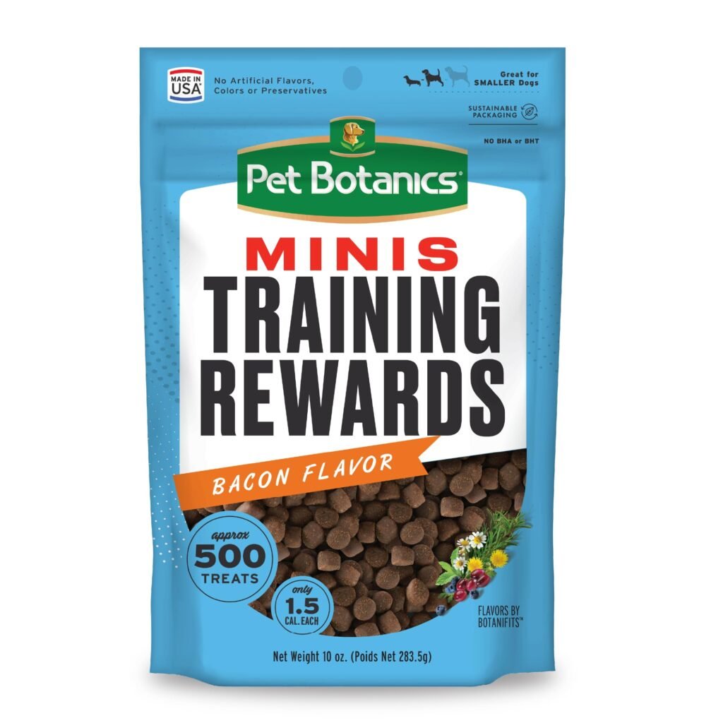 Pet Botanics Training Rewards Mini Soft & Chewy, Bacon Flavor, with 500 Treats Per Bag - 10 oz | Pack of 500