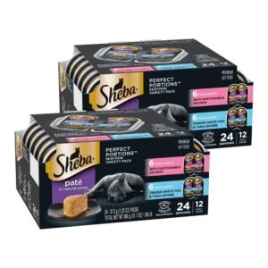 Sheba Perfect Portions Wet Cat Food Pate, Sustainable Salmon and Tender Whitefish & Tuna Entree - 2.6 oz | Pack of 2