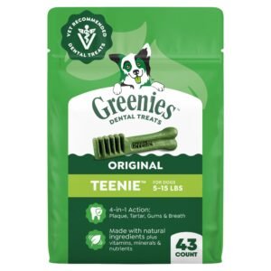 Greenies Veterinarian-Recommended Adult Natural Dental Dog Treats Teenie Size Dog Dental Chews Original Flavor Pack - 12 oz | Pack of 43