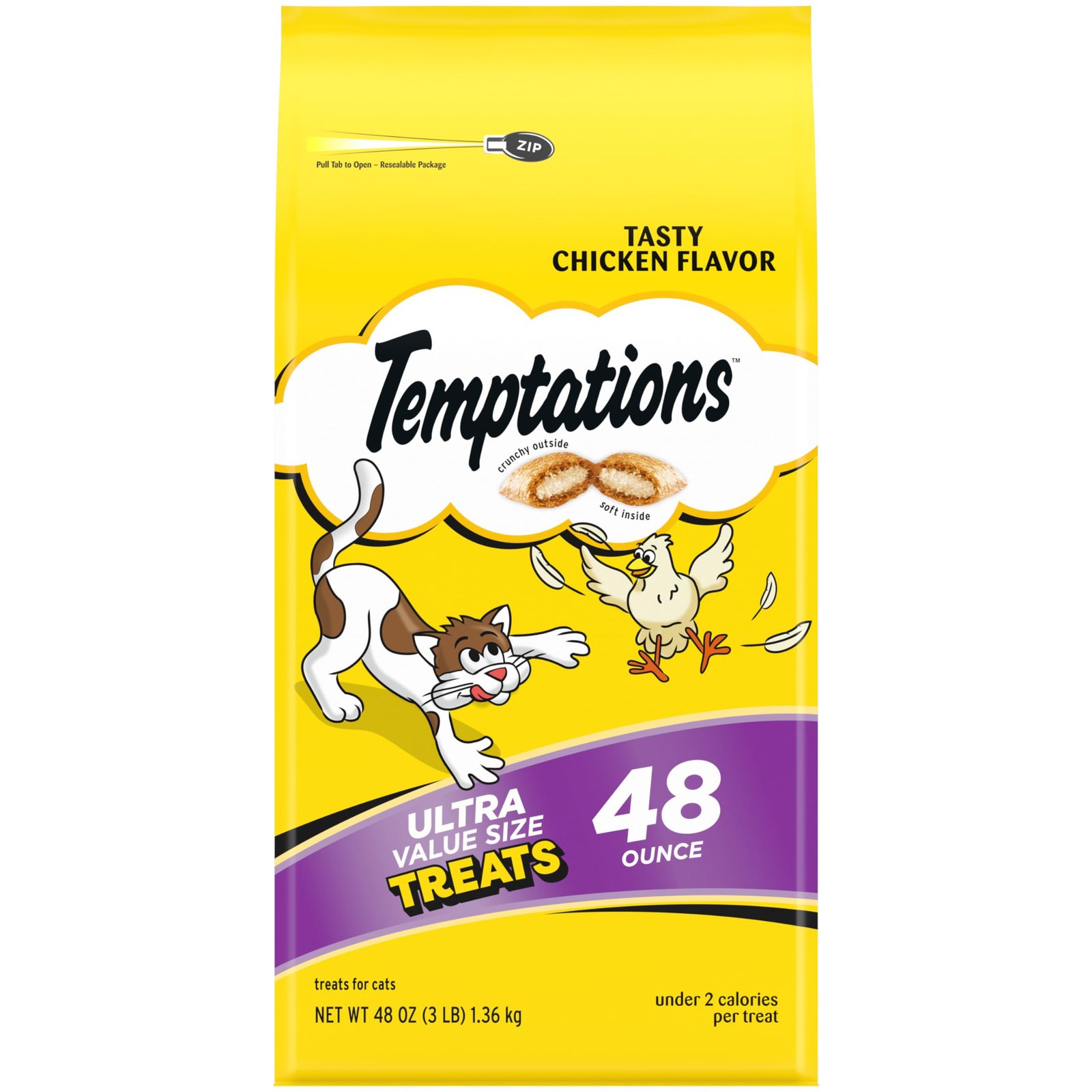 Temptations Cat Treats Classic Crunchy and Soft Cat Treats, Tasty Chicken Flavor - 48 oz