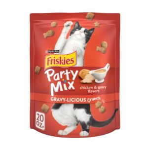 Friskies Purina Friskies Cat Treats, Party Mix Gravy-licious Crunch Chicken and Gravy Flavors - 20 oz