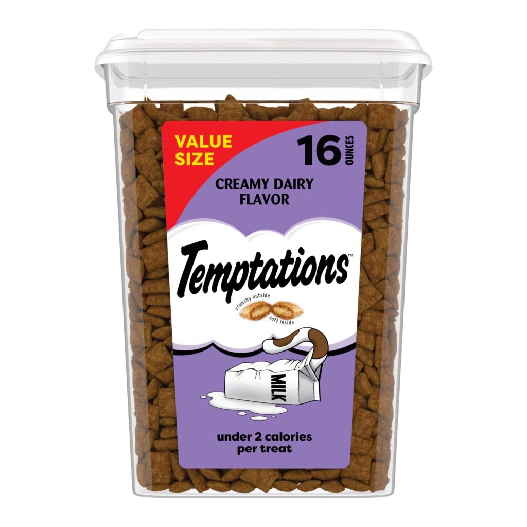 Temptations Cat Treats Classic Crunchy and Soft Cat Treats Creamy Dairy Flavor Tub - 16 oz