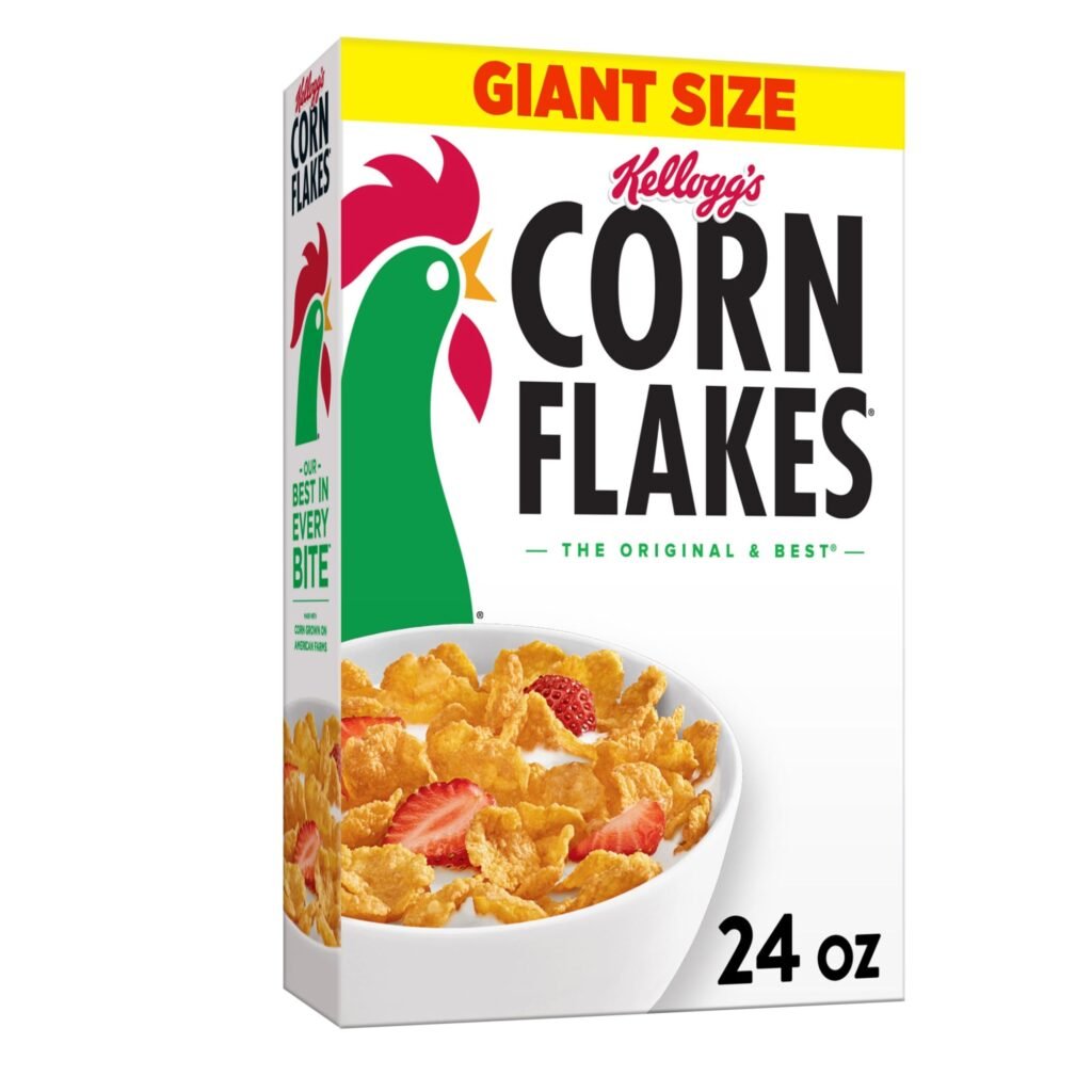 Kellogg's Corn Flakes Breakfast Cereal, Kids Cereal, Family Breakfast, 24oz Box
