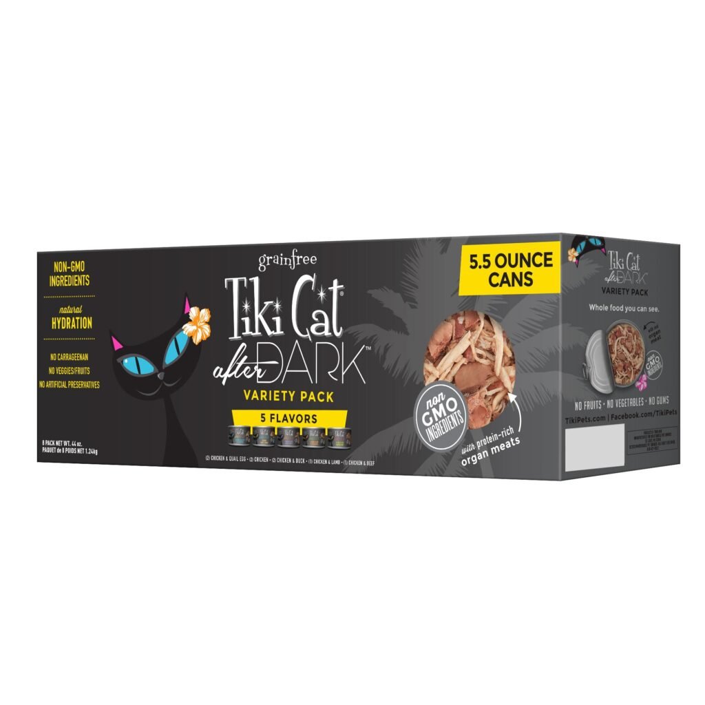 Tiki Cat After Dark Wet Cat Food Variety Pack Cans - 5.5 oz | Pack of 8
