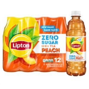 Lipton Zero Sugar Iced Tea, Peach, 16.9 fl oz Bottles, 12 Pack