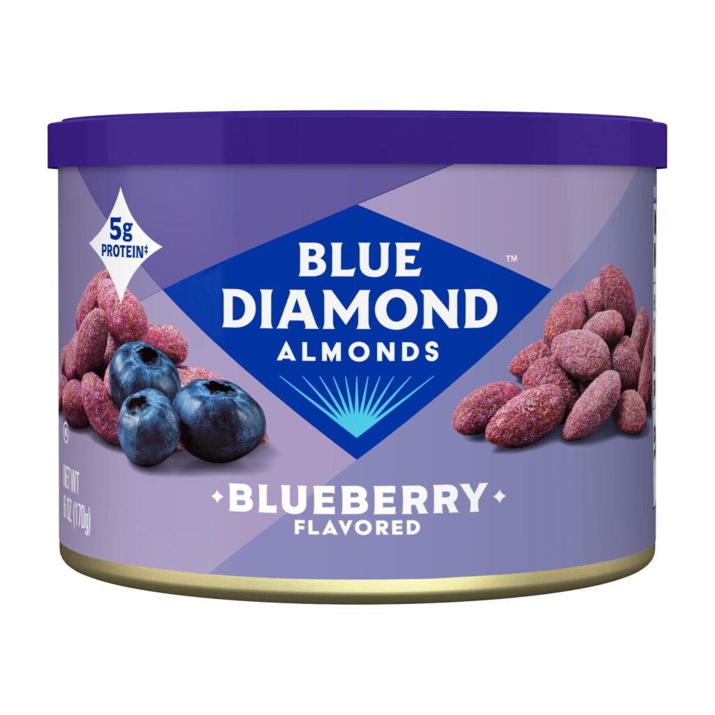 Blue Diamond Almonds, Classic Blueberry Flavored Sweet Snack Nuts, Kosher, 6oz Can