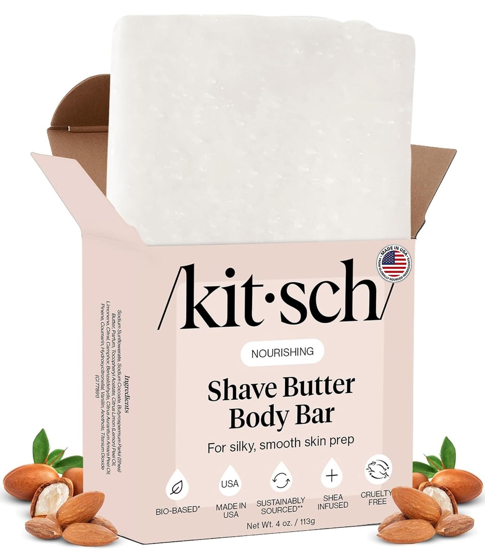 Kitsch Shaving Soap for Women - Hydrating Shave Butter & Shave Soap Bar - Nourishing Bar Soap for Smooth, Irritation-Free Shave – Paraben, Silicone & Sulfate-Free - Vegan, Made in USA - 4 oz