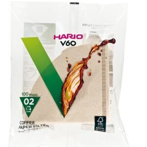 Hario V60 Paper Coffee Filter, Size 02, Natural, 100ct