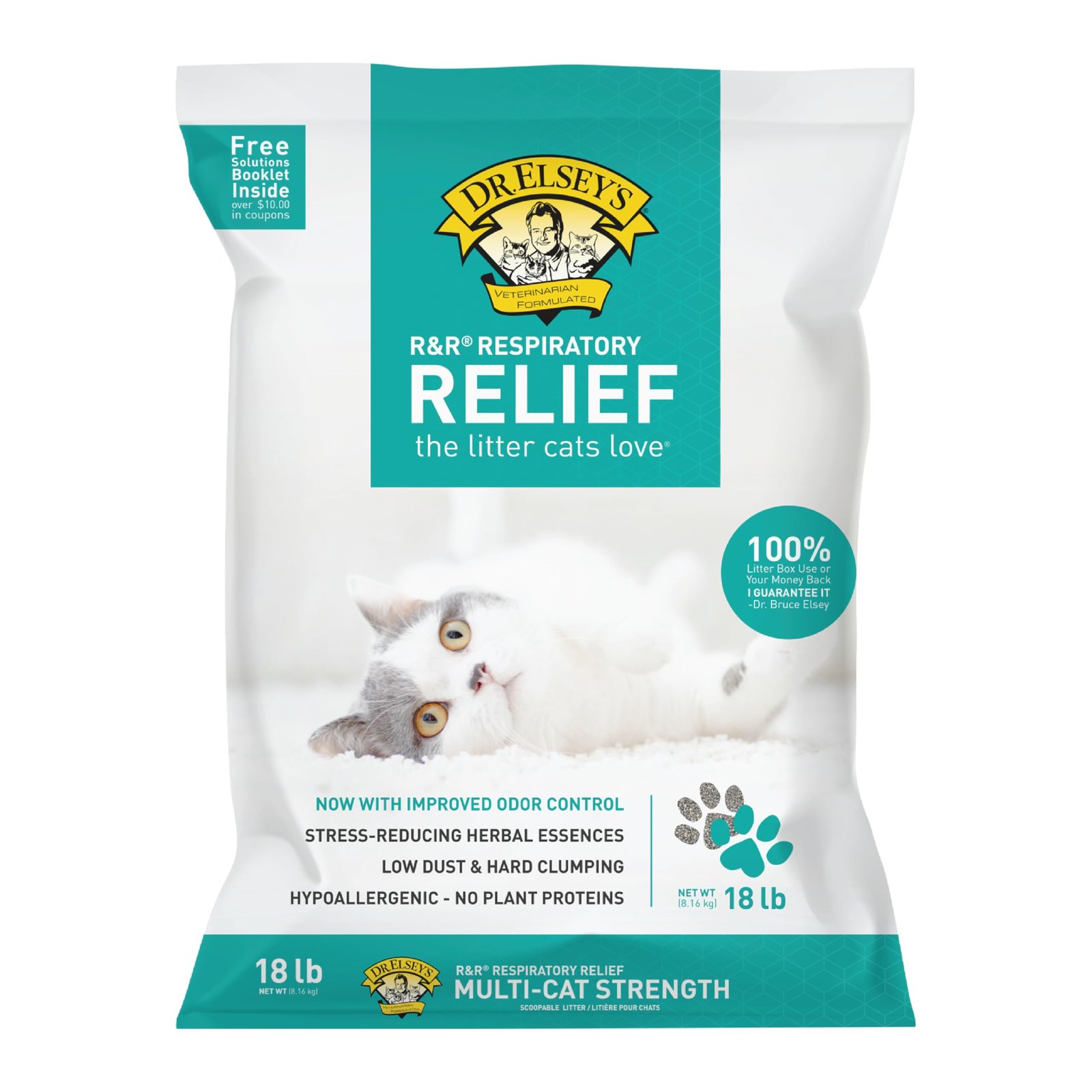 Dr. Elsey's R&R Stress-Reducing Clumping Clay Cat Litter - 18 lb