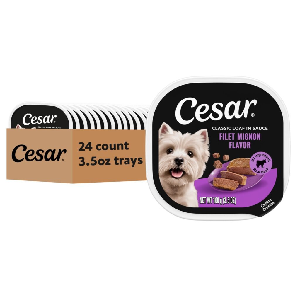 Cesar Classic Loaf in Sauce Adult Wet Dog Food Filet Mignon Easy Peel Trays - 3.5 oz | Pack of 1