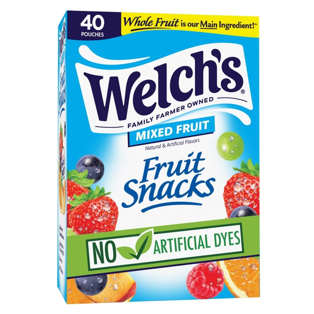 Welch's Fruit Snacks, Mixed Fruit, 0.8 oz, Pack of 40