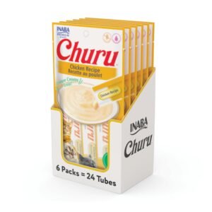 Churu Cat Treats Lickable Squeezable Creamy Pur e Cat Treat with Green Tea Extract & Taurine - 0.5 Ounces | Pack of 24