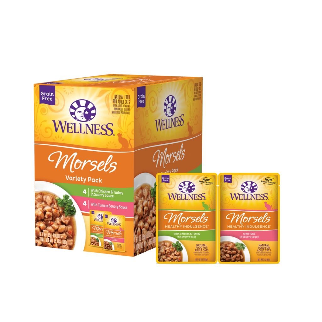 Wellness Healthy Indulgence Morsels Variety Pack Adult Wet Cat Food Natural Protein Rich Grain Free 2 - 3 oz | Pack of 8